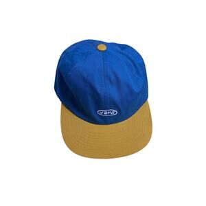 Y2K Vans Skater Hat Blue Yellow Colorblock Adjustable Strap Cap Streetwear VTG